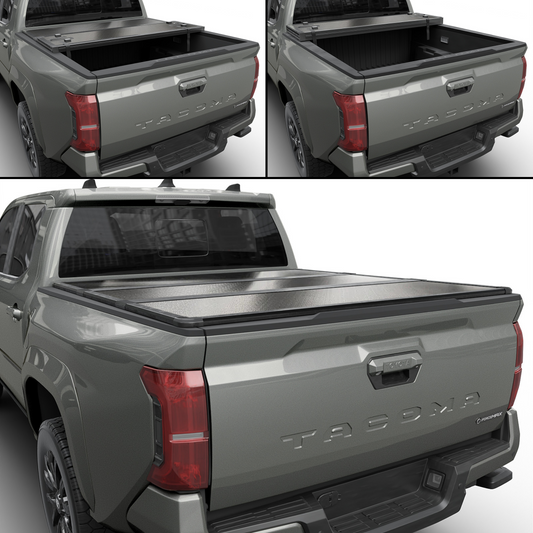 Toyota Tacoma w/ OE Track System - Tutel Hard Shell Folding Truck Bed Tonneau Cover