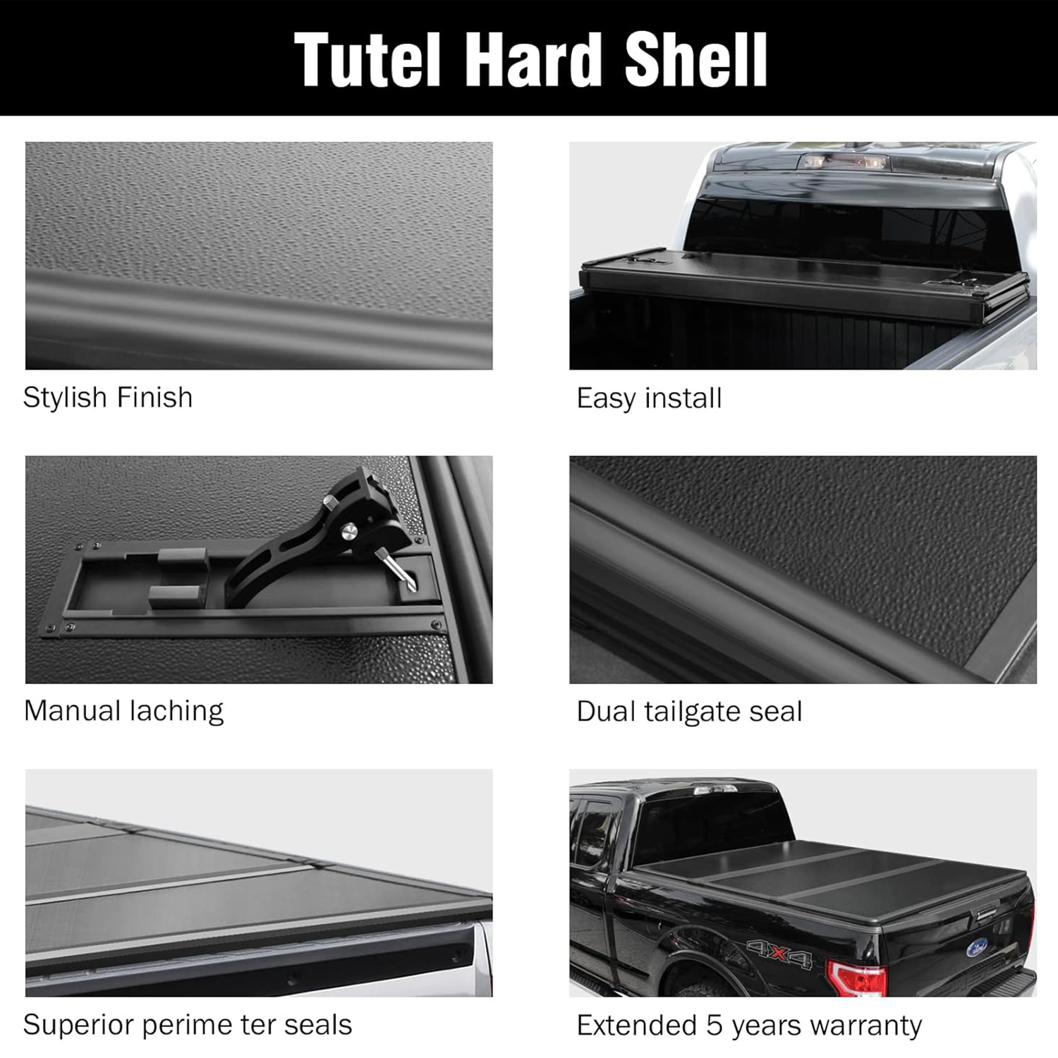 GEARZAAR Hard Tri-Fold Tonneau Cover For 2017-2024 Honda Ridgeline 5ft Bed – Aluminum
