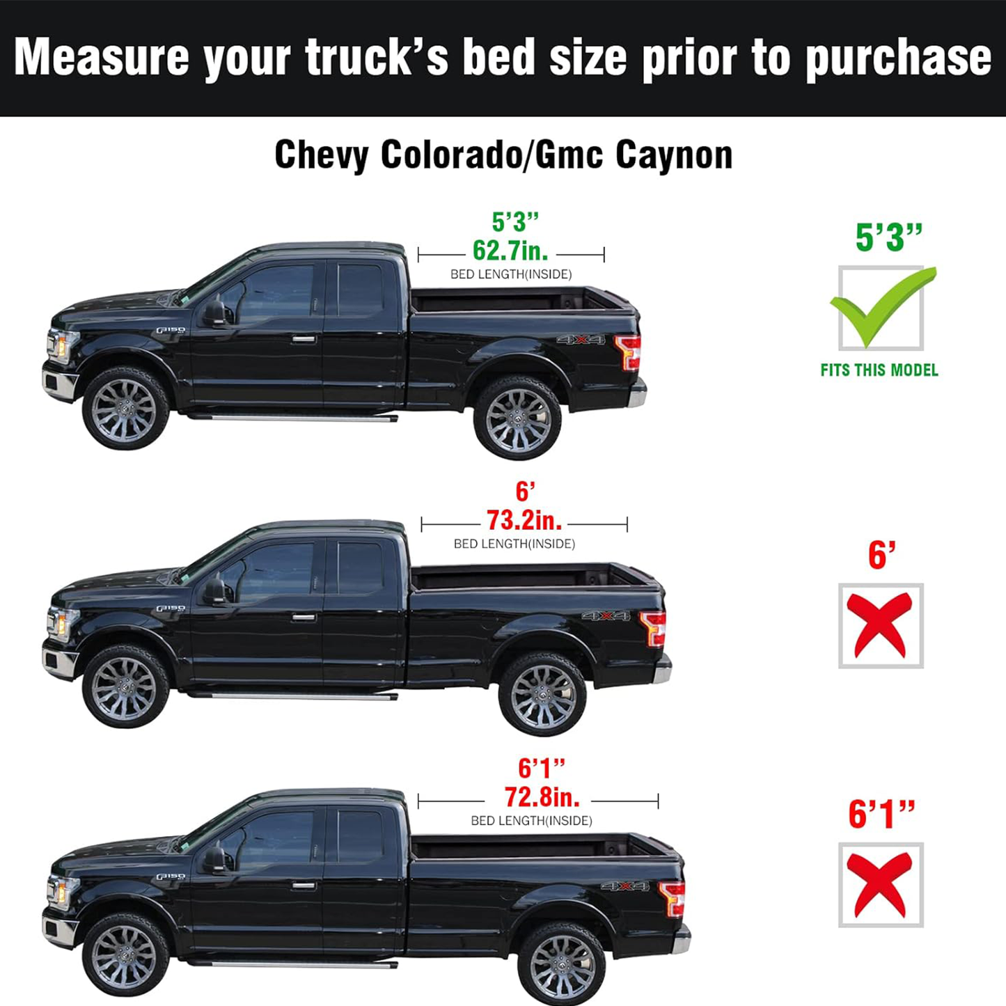 Chevy Colorado/GMC Canyon (2015–2025) - Tutel Low Profile Hard Shell Flip-Up Truck Bed Tonneau Cover - 5'3" Bed (62.7")