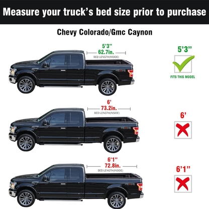 Chevy Colorado/GMC Canyon (2015–2025) - Tutel Low Profile Hard Shell Flip-Up Truck Bed Tonneau Cover - 5'3" Bed (62.7")