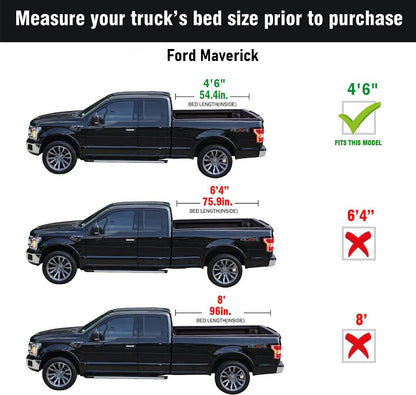 Ford Maverick (2022-2026) - Tutel Low Profile Hard Shell Flip-Up Truck Bed Tonneau Cover - 4'6" Bed (54.4")