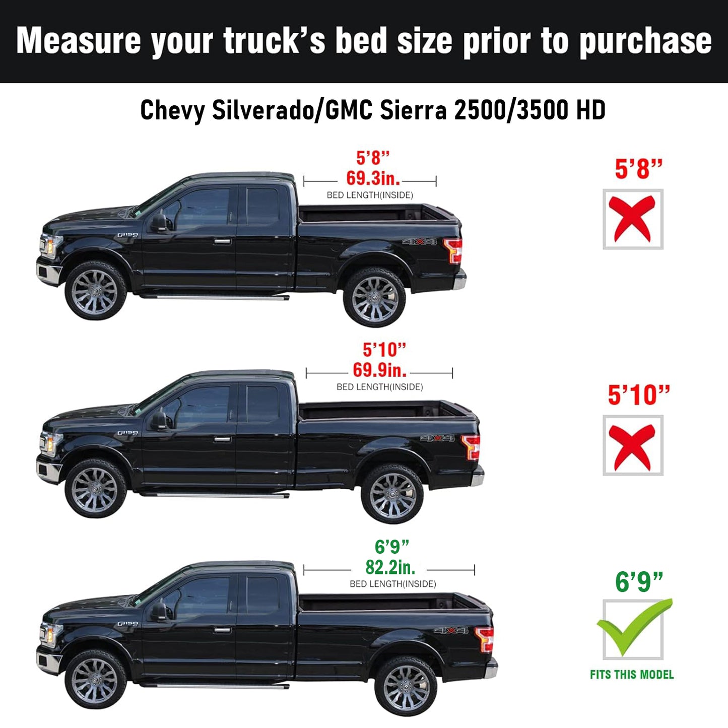 Chevy Silverado/GMC Sierra 2500/3500 HD New Body Style (2020-2026)  6.9FT (82.2") Bed - Tutel Low Profile Hard Shell Flip-Up Truck Bed Tonneau Cover