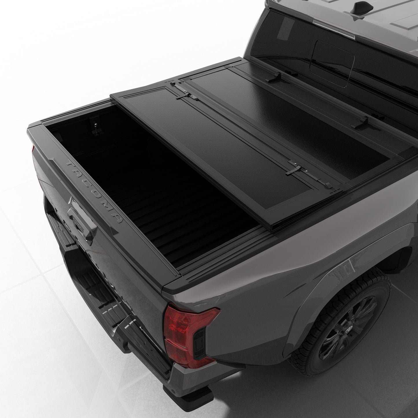 Toyota Tacoma - Tutel Low Profile Hard Shell Flip-Up Truck Bed Tonneau Cover - w/OE Track System