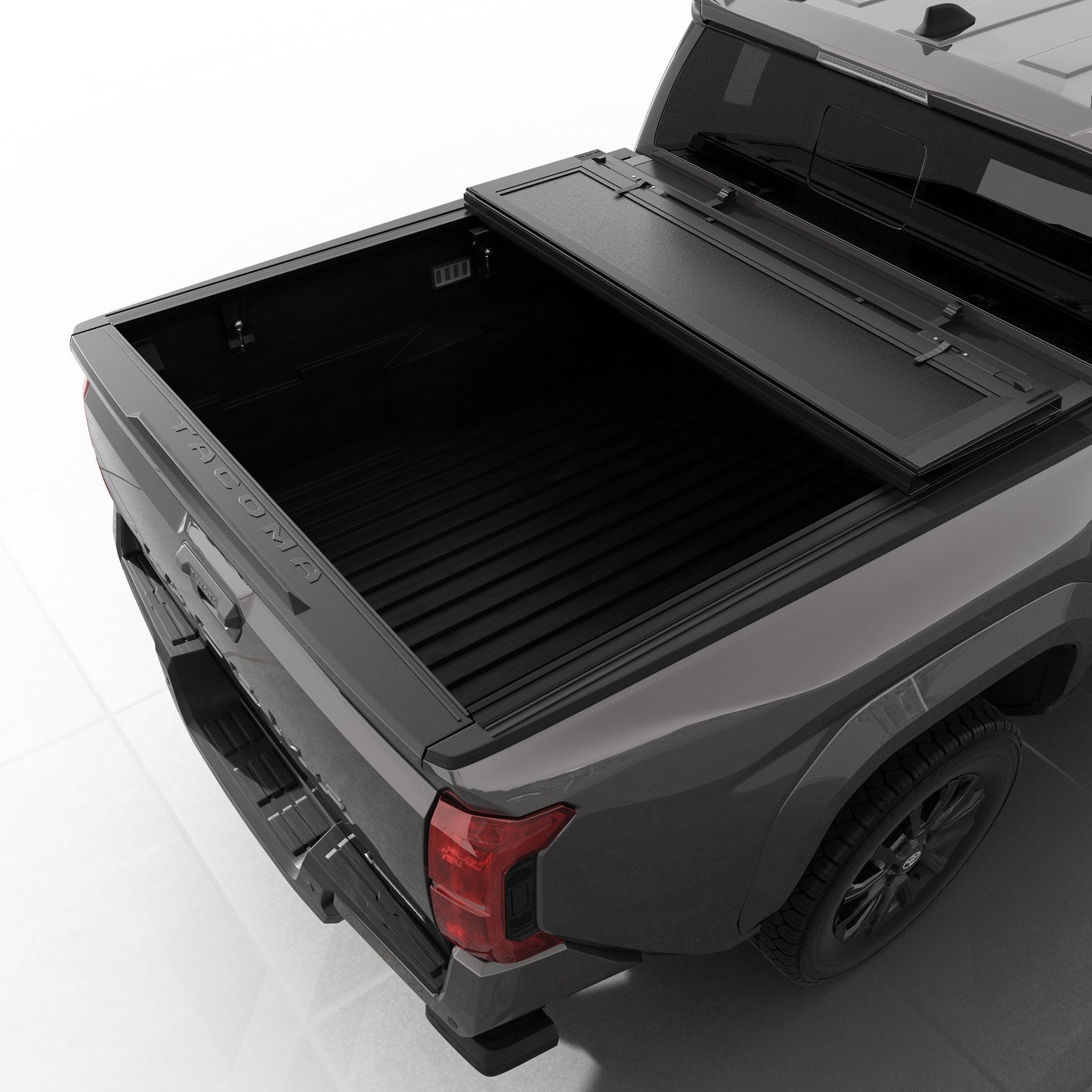 Toyota Tacoma - Tutel Low Profile Hard Shell Flip-Up Truck Bed Tonneau Cover - w/OE Track System