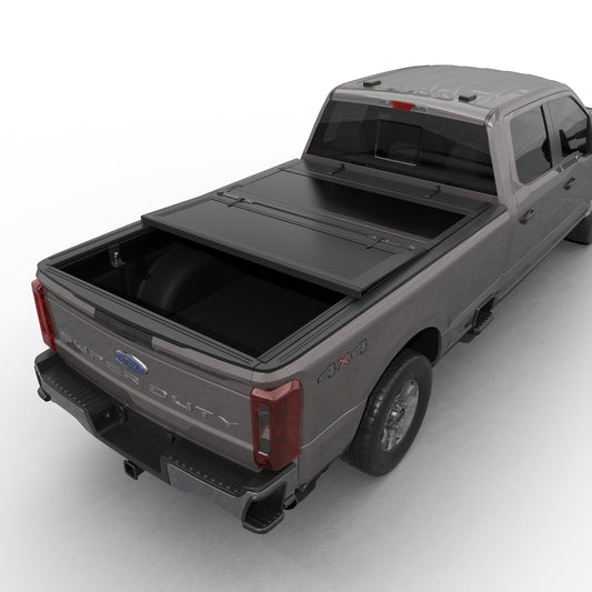 Ford F-250/F-350 Super Duty (2017–2025) - Tutel Low Profile Hard Shell Flip-Up Truck Bed Tonneau Cover - 6.75' Bed (82")