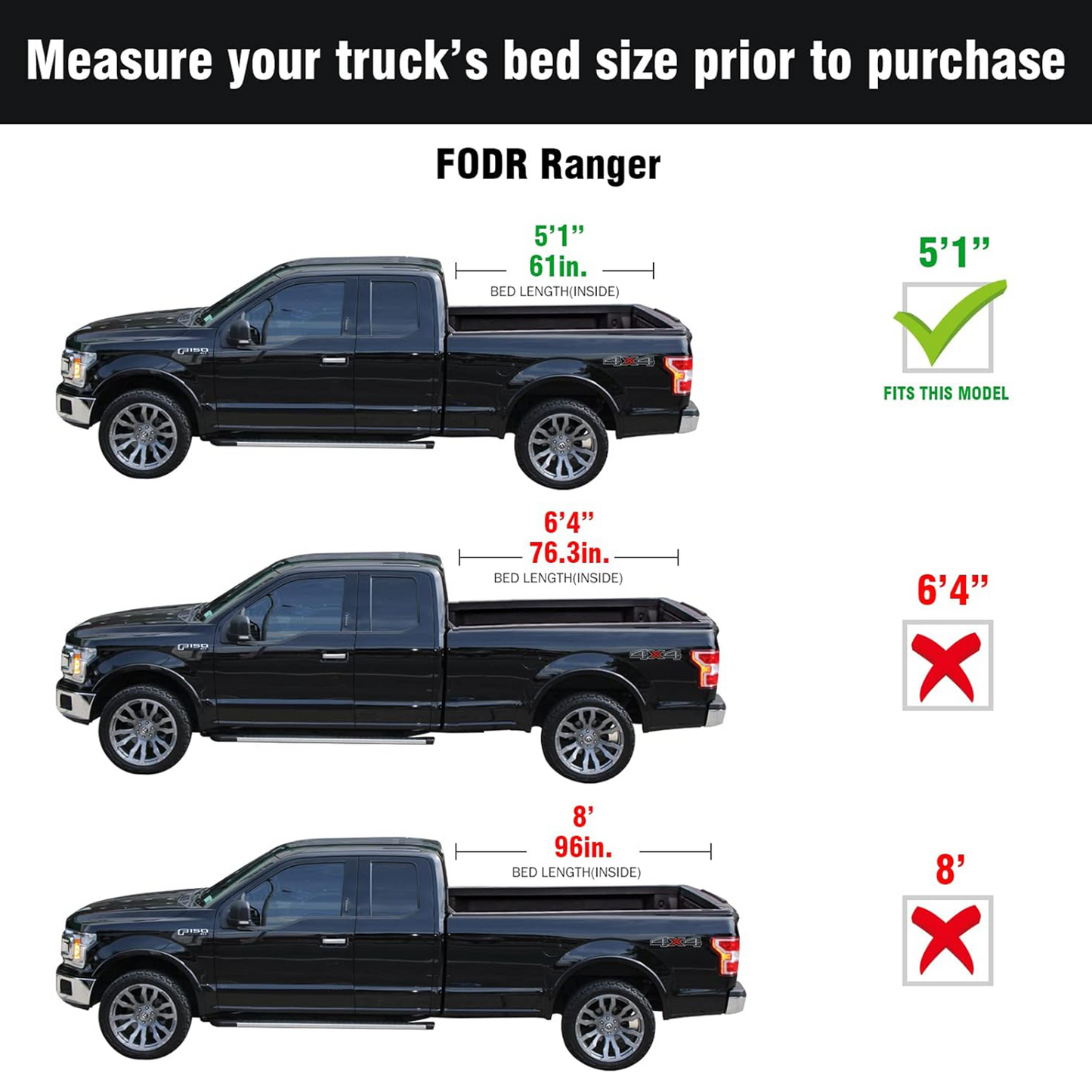 Ford Ranger (2019-2025) - Tutel Low Profile Hard Shell Folding Truck Bed Tonneau Cover - 5'1" Bed (61")