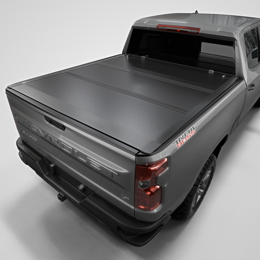 Chevy Silverado/GMC Sierra 2500/3500 HD New Body Style (2020-2025) - Tutel Low Profile Hard Shell Folding Truck Bed Tonneau Cover - 6.9FT Bed (82.2")