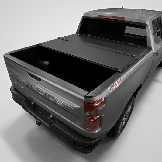 Chevy Silverado/GMC Sierra 2500/3500 HD New Body Style (2020-2025) - Tutel Low Profile Hard Shell Folding Truck Bed Tonneau Cover - 6.9FT Bed (82.2")