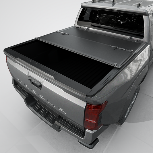 Toyota Tacoma - Tutel Low Profile Hard Shell Folding Truck Bed Tonneau Cover - w/OE Track System