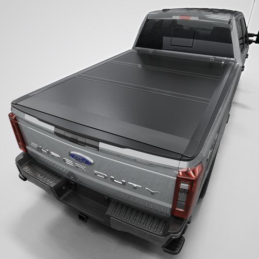 Ford F-250/F-350 Super Duty (2017-2026) - Tutel Low Profile Hard Shell Folding Truck Bed Tonneau Cover - 6.75FT Bed (82")
