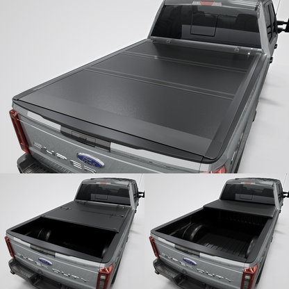 Ford F-250/F-350 Super Duty (2017-2026) - Tutel Low Profile Hard Shell Folding Truck Bed Tonneau Cover - 6.75FT Bed (82")