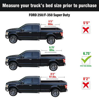 Ford F-250/F-350 Super Duty (2017-2026) - Tutel Low Profile Hard Shell Folding Truck Bed Tonneau Cover - 6.75FT Bed (82")